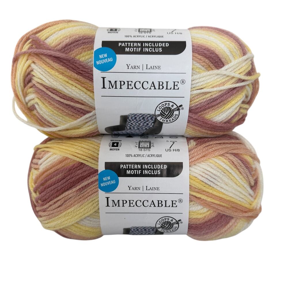 Loops & Threads Impeccable Yarn Apricot Multi 02034 3.5oz 187 Yards 2 Pack